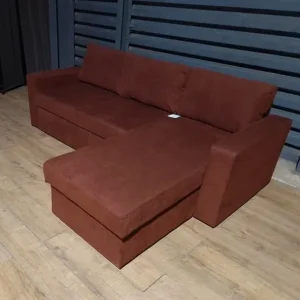 Fabric Corner Sofa Bed - Rust - Image 4
