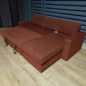 Fabric Corner Sofa Bed - Rust - Image 5