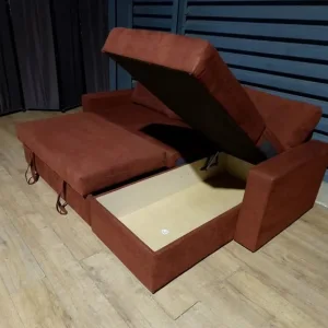 Fabric Corner Sofa Bed - Rust - Image 6
