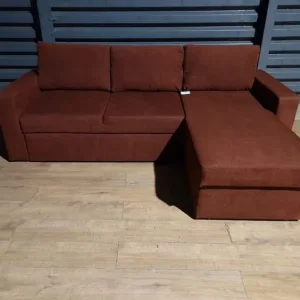 Fabric Corner Sofa Bed - Rust - Image 7