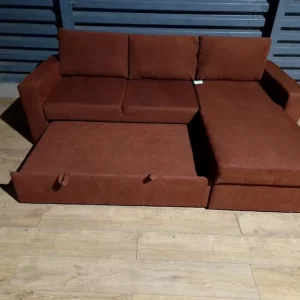 Fabric Corner Sofa Bed - Rust - Image 8