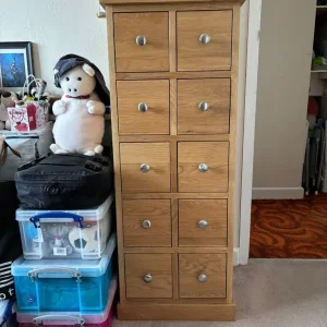 Solid oak chest of 10 drawers with dovetail joints
