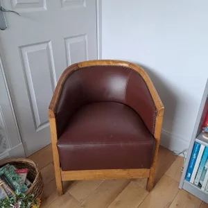Brown Leather Sofa Bed and Chair - Image 3