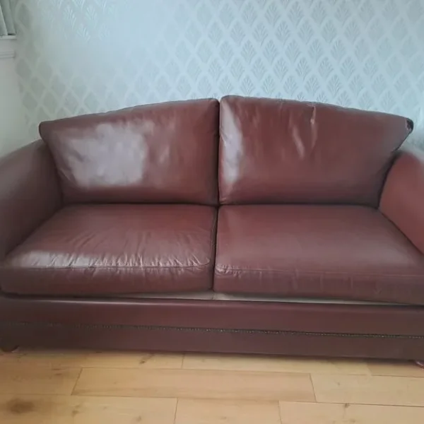 Brown Leather Sofa Bed and Chair