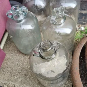 5 old demijohns