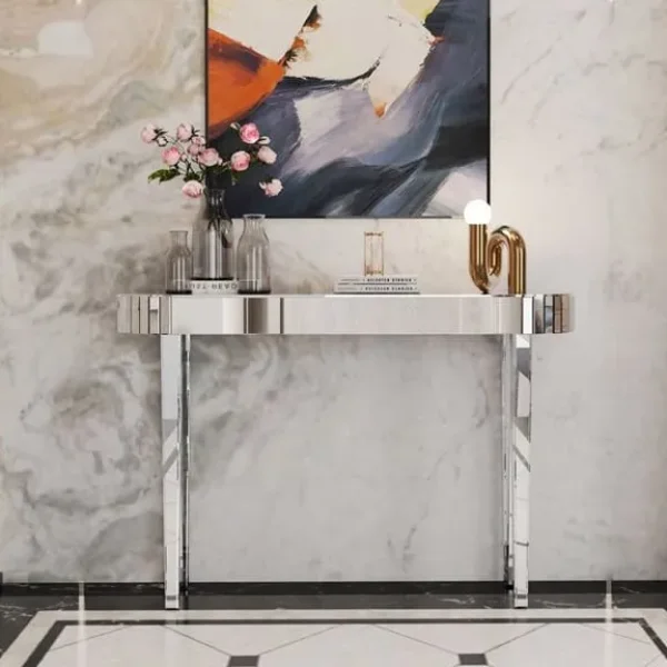 Mirrored glass console table 120cm