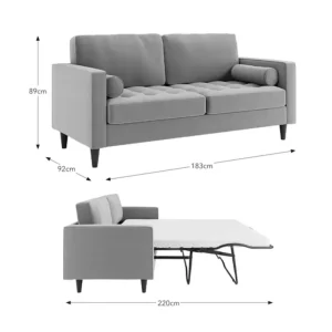 Stylish velvet sofa bed in Steeple Grey - Image 2