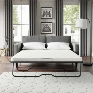 Stylish velvet sofa bed in Steeple Grey