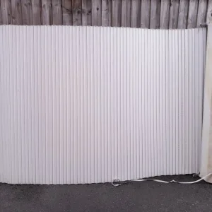 Continental shutter for patio door
