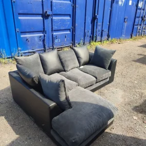 Grey and black corner sofa - Image 2