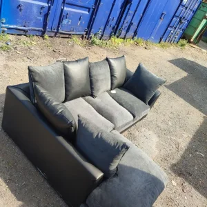 Grey and black corner sofa