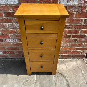 Solid Oak Narrow Tallboy Chest of Drawers - Image 2