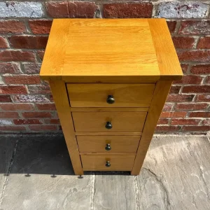 Solid Oak Narrow Tallboy Chest of Drawers - Image 3