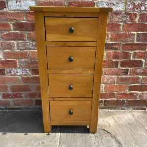 Solid Oak Narrow Tallboy Chest of Drawers - Image 4
