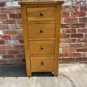 Solid Oak Narrow Tallboy Chest of Drawers - Image 5