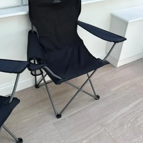 2 Foldable Camping Chairs – Steel Frame with Cup Holder