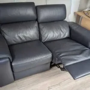 2 Seater Leather Electric Recliner in Blue - Image 2