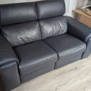 2 Seater Leather Electric Recliner in Blue