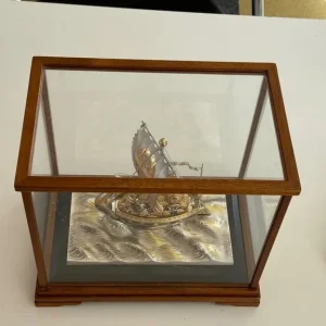 Japanese Takehiko Seki silver treasure ship on silver plated wave base - Image 2