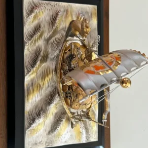 Japanese Takehiko Seki silver treasure ship on silver plated wave base - Image 6