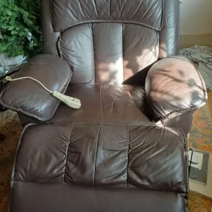Leather electric recliner, wooden dining unit, canoe - Image 2