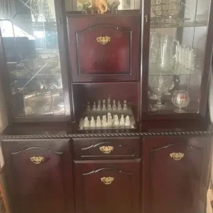 Leather electric recliner, wooden dining unit, canoe