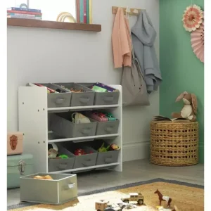 Home 3 Tier Basket Storage Unit - Grey