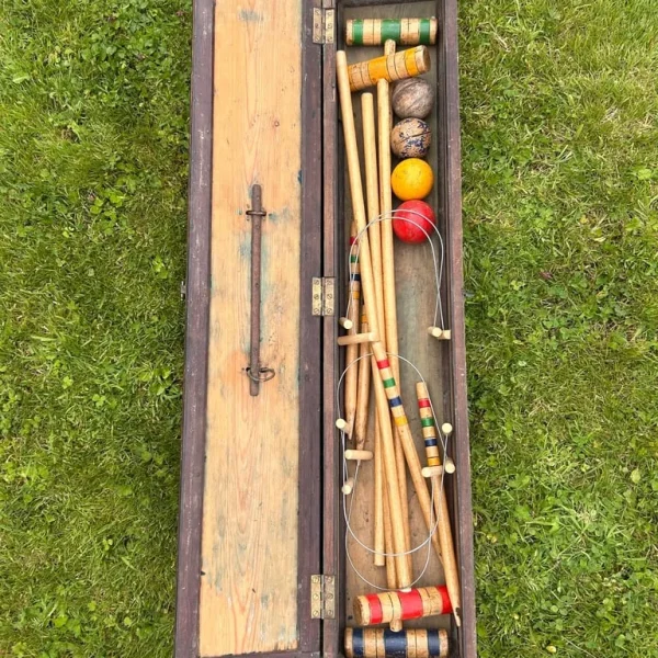 Vintage Wooden Boxed Croquet Set
