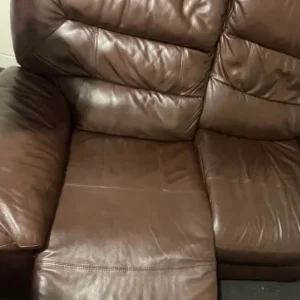 2 seater recliner brown leather couch