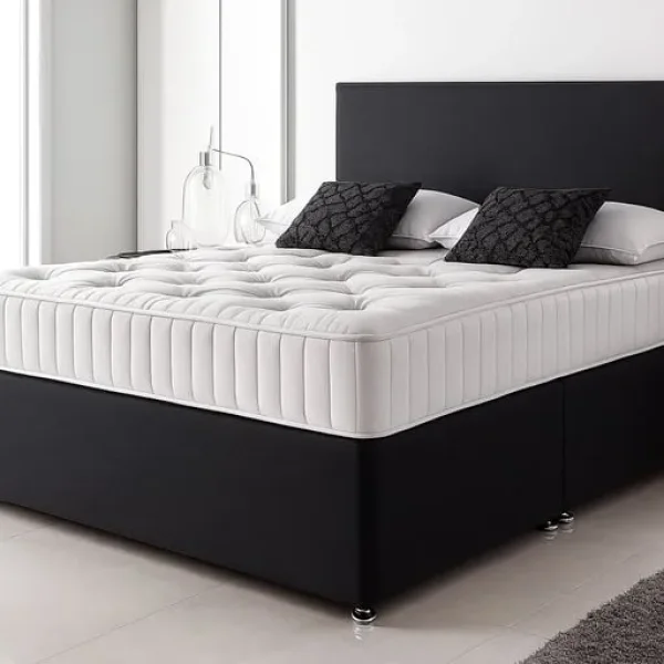 Divan bed with two drawers and spring mattress – fits Single, Small Double, Double, King sizes