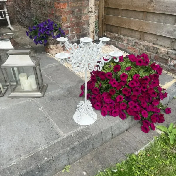 Large White Cast Iron Candelabra