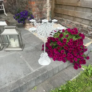 Large White Cast Iron Candelabra