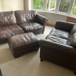 Brown leather sofas