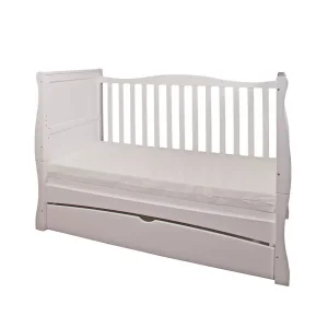 3 in 1 Sleigh White Cot Bed with mattress - Image 2