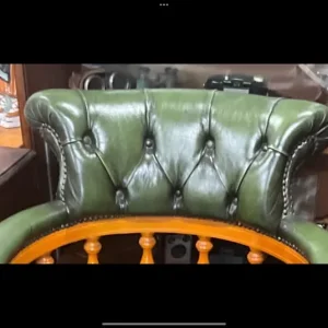 GREEN LEATHER CAPTAINS CHAIR - Image 3