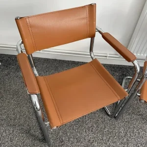 Retro 2x Leather dining chairs cantilever - Image 2