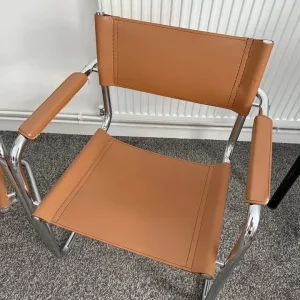 Retro 2x Leather dining chairs cantilever - Image 3