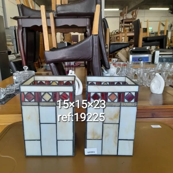 Vintage Tiffany-inspired light shades 15cm x 15cm x 23cm, Ref:19225