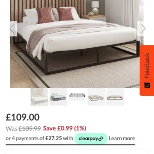 Platform Bed Frame - Black / Double - Image 3