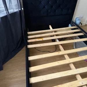 Black Button Double Bed