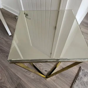 Mirrored brass side table - Image 2