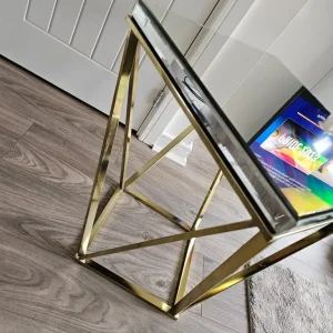 Mirrored brass side table - Image 3