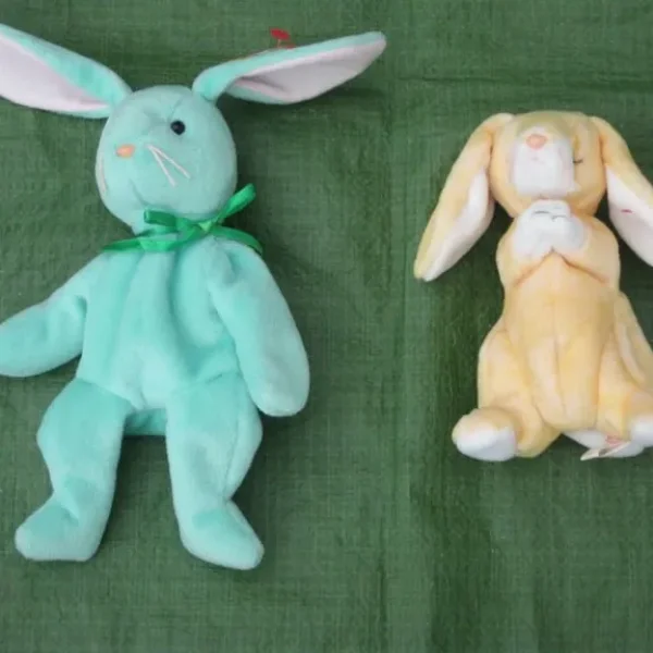 2 Soft Toy Dolls - Hippity Beanie Baby Rabbit and Grace Beanie Baby Rabbit: 2 for £10.00
