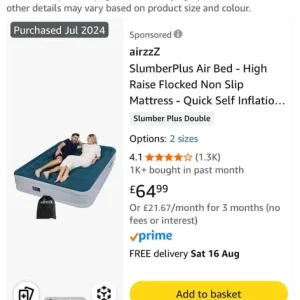 Airzz elevated double air mattress with built in pump - Image 2