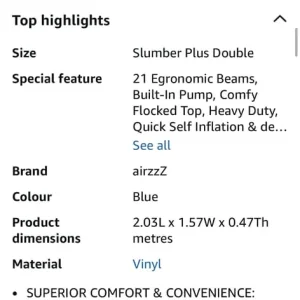 Airzz elevated double air mattress with built in pump - Image 4