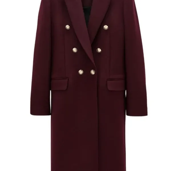 Wool Blend Coat | color: burgundy/ maroon | collection with Manteco