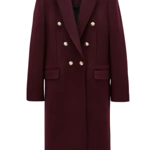 Wool Blend Coat | color: burgundy/ maroon | collection with Manteco