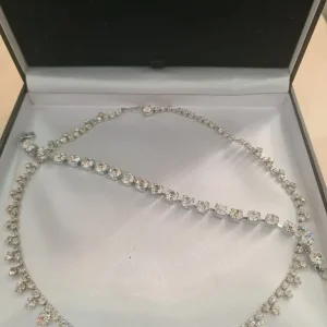 Crystal studded silver set