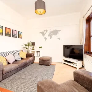 Matching Leather Sofa, Armchair & Pouffe - £160 ONO