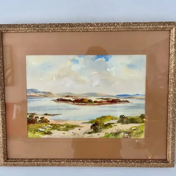 Original Watercolour Coastal Landscape – Signed ‘Paterson’ – Framed